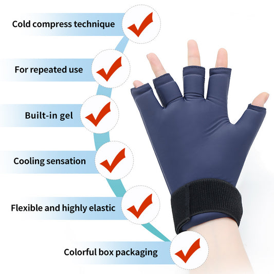 Gel ice application gloves, cold application wrist guards, cold and hot application for palms and fingers, sports shock-absorbing wrist guards